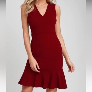 Lulus Sleeveless Dashing Dame Wine Red Sleeveless Flounce Dress size S
